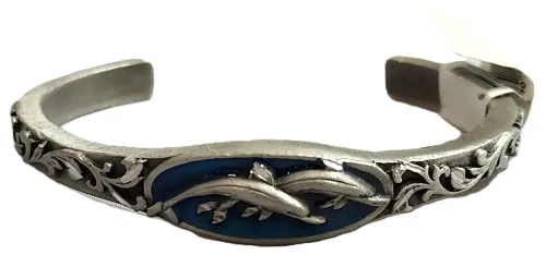 Dolphins Pewter Cuff Bracelet