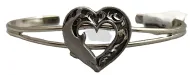 Youth-Dolphin Heart Cuff Bracelet (Pewter)