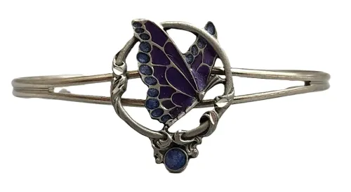 Youth-Purple Butterfly Cuff Bracelet (Pewter)