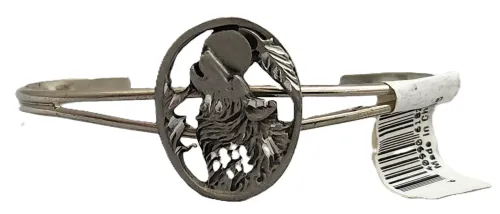Youth-Wolf Head Cuff Bracelet (Pewter)