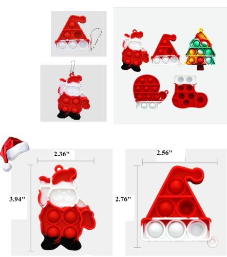 5 pc Christmas Keychain Push Toys