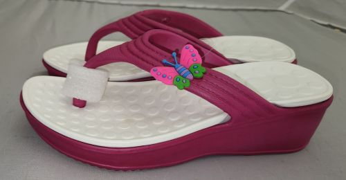 Flip Flop Wedge-Pink/White