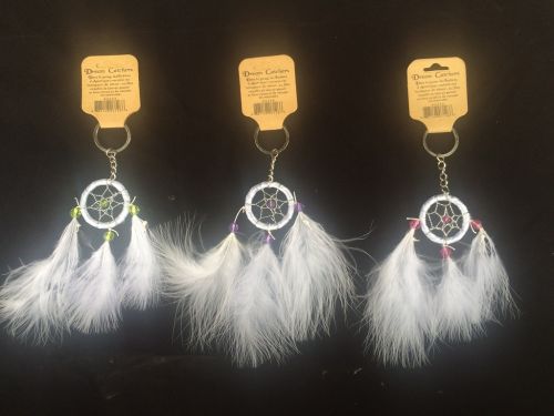 1.5" White Dream Catcher Keychain