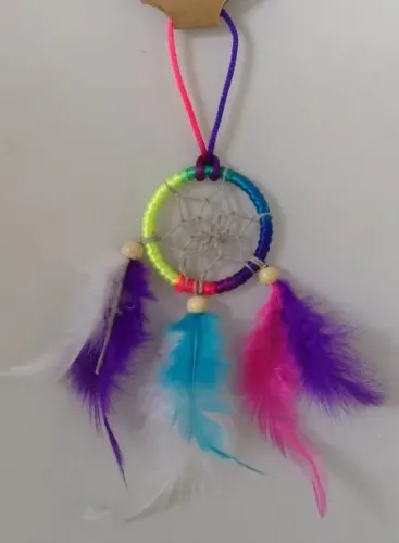 2" Tie Dye Dream Catcher w/Blue Beads