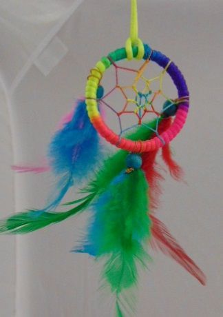 2" Tie Dye Dream Catcher w/Blue Beads