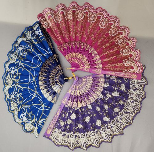 Folding Fan with Gold Glitter (dozen)