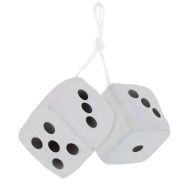 2.75" White Fuzzy Dice