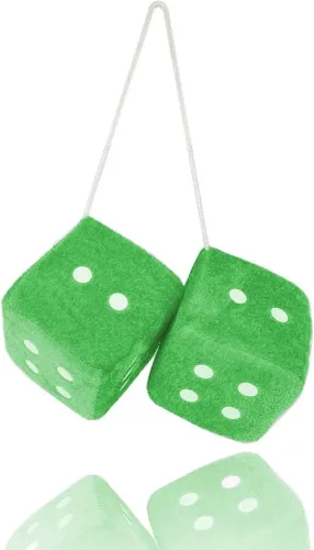 3" Green Fuzzy Dice 