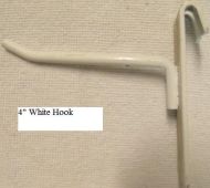 4" White Hook for Gridwork