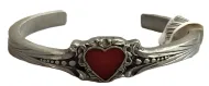 Heart (Red) Pewter Cuff Bracelet