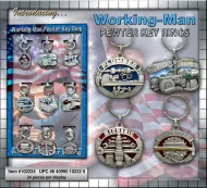 24 Piece Working Man Pewter Key Rings-Asst