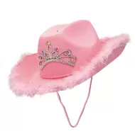 Youth-Light Up Cowgirl Hat with Feather (Hot Pink)