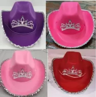 Youth Cowgirl Hat with Sequin/Tiara- 4 Color