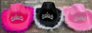 Adult Cowgirl Hat with Feather & Tiara-3 Color