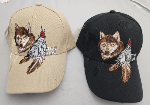 Wolf Baseball Cap (Tan and Black)