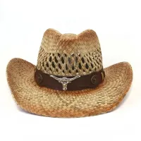 Adult Tan Cowboy Hat-Brown Band w/ Steer