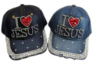 I Love Jesus (Rhinestone) Baseball Cap 