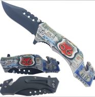 4.5" Spring Assisted Folding Pocket Knife Route 66