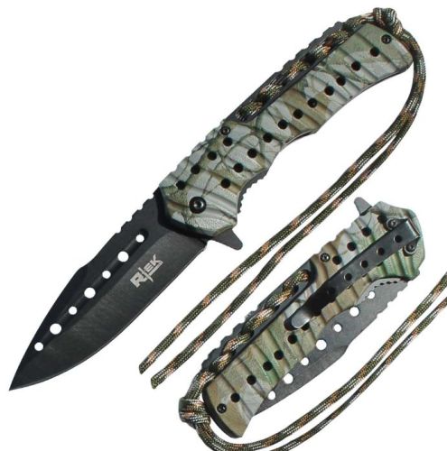 Camo Knife with Cord Weaved Handle