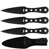 8" 3 Pcs Throwing Knife Set Black w/ Sheath