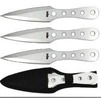 8" 3 Pcs Throwing Knife Set Silver with Sheath