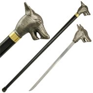 37" Walking Cane with Knife (Wolf)