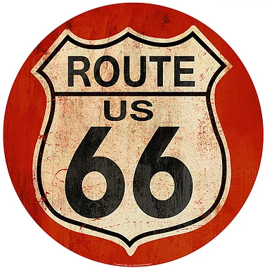 15" Dome Sign "Route 66 Red"