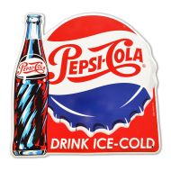 Pepsi Cola Die Cut Embossed Metal Sign
