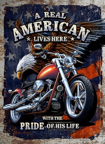 12x17 Metal Sign "Real American"