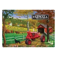 12x17 Rolled Edge Metal Sign-Farmall Red Barn