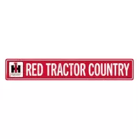 36"x6" Red Tractor Country Die Cut Metal Sign