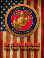12x17 Metal Sign "Marine with Flag Background"