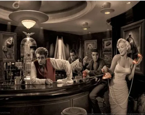 12x15 Metal Sign: Elvis/Monroe/Dean (Sepia)