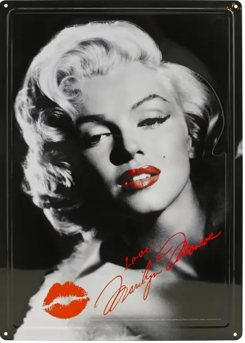 12x17 Rolled Edge Metal Sign-Marilyn Monroe (Black & White)