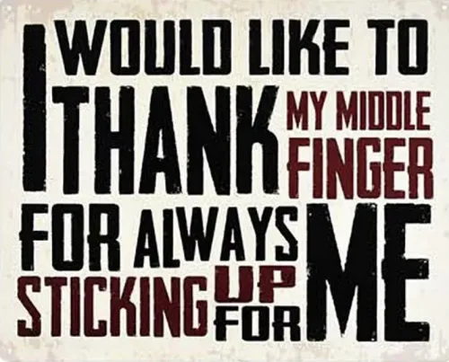 12 x 15 Metal Sign: Middle Finger