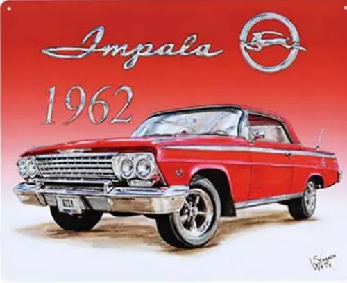 12x15 Metal Sign: 1962 Impala (Red)