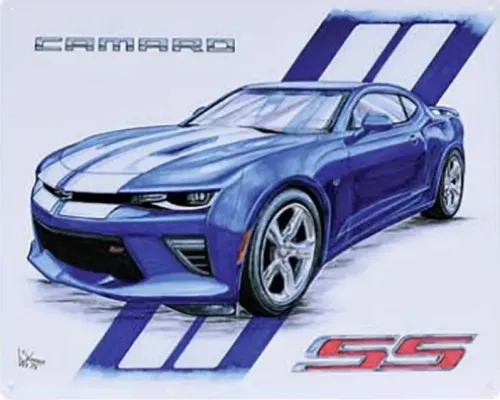 12x15 Metal Sign: Camaro SS (Blue)