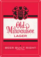 12x17 Rolled Edge Metal Sign: Old Milwaukee Lager