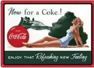 12x17 Rolled Edge Metal Sign: Coke Girl