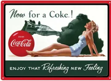 12x17 Rolled Edge Metal Sign: Coke Girl