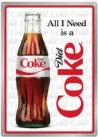 12x17 Rolled Edge Metal Sign: Diet Coke