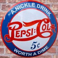 15" Dome Sign "Pepsi 5 Cents"