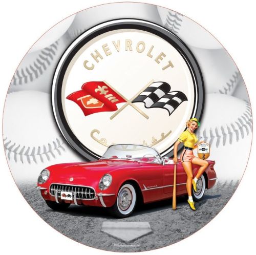 15" Dome Sign "Corvette & Girl"