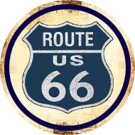 15" Dome Sign: Rt 66 Tan