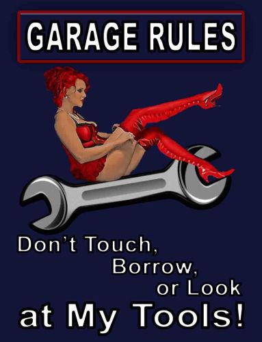 8x12 Metal Sign "Garage Rules Woman"