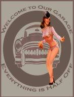 8x12 Metal Sign "Garage Service Girl"