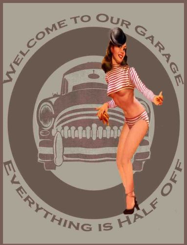 8x12 Metal Sign "Garage Service Girl"