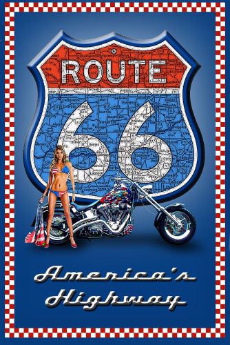 8x12 Metal Sign "Route 66 America's Hwy"