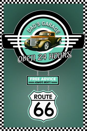 8x12 Metal Sign "Rt 66 Dad's Garage"