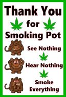 8x12 Metal Sign: Smoking Pot Monkeys
